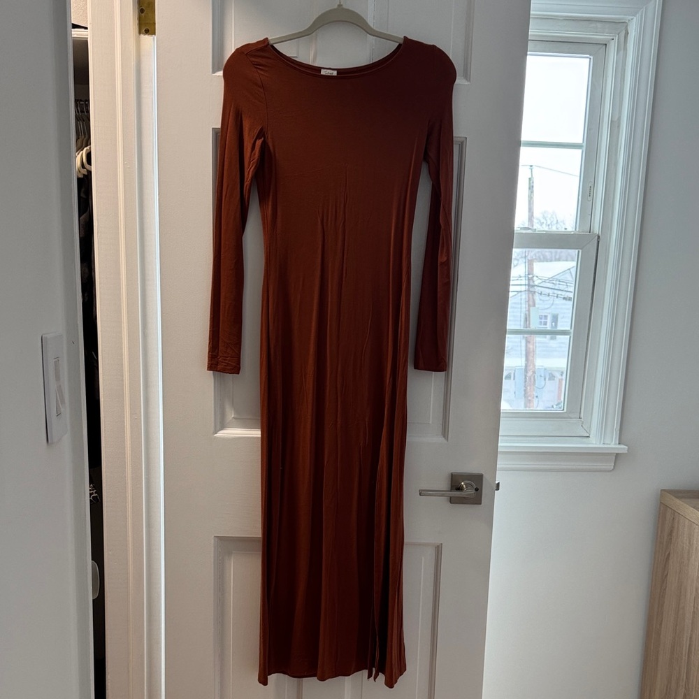 Wilfred Terracotta Long Sleeve Dress